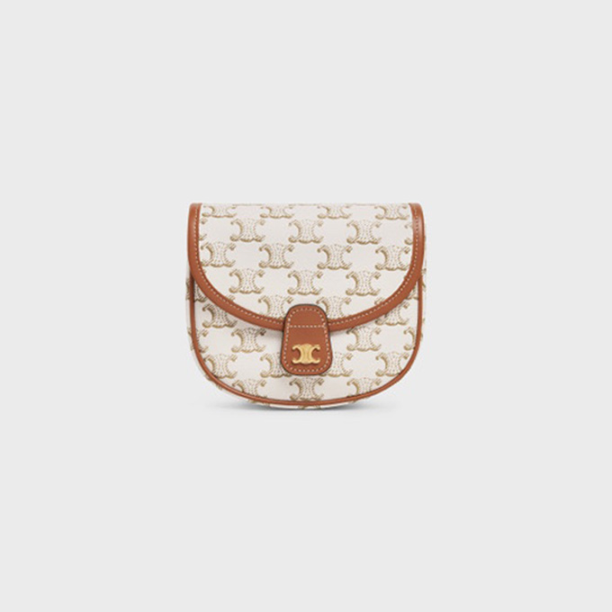 celine triomphe canvas leather mini saddle bag